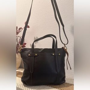 FOSSIL Felicity Satchel Crossbody Bag Messenger Handbag Black Leather  #SHB1980